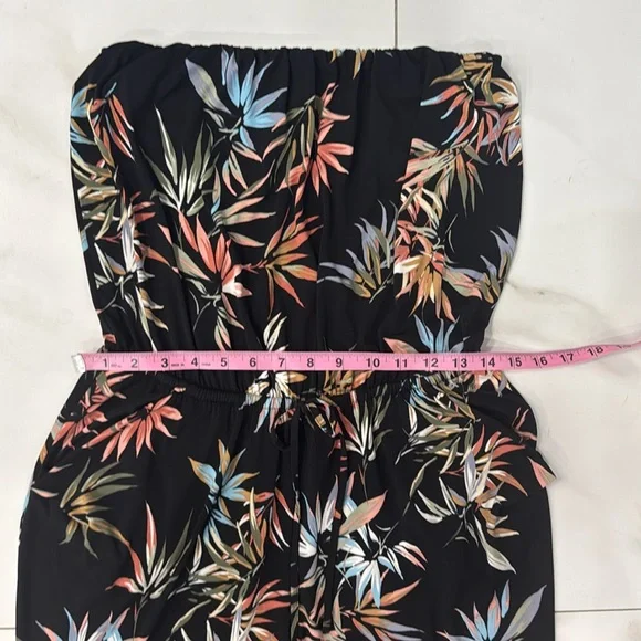 Veronica M Black Floral Strapless Jumpsuit.  Sz M - Picture 4 of 7